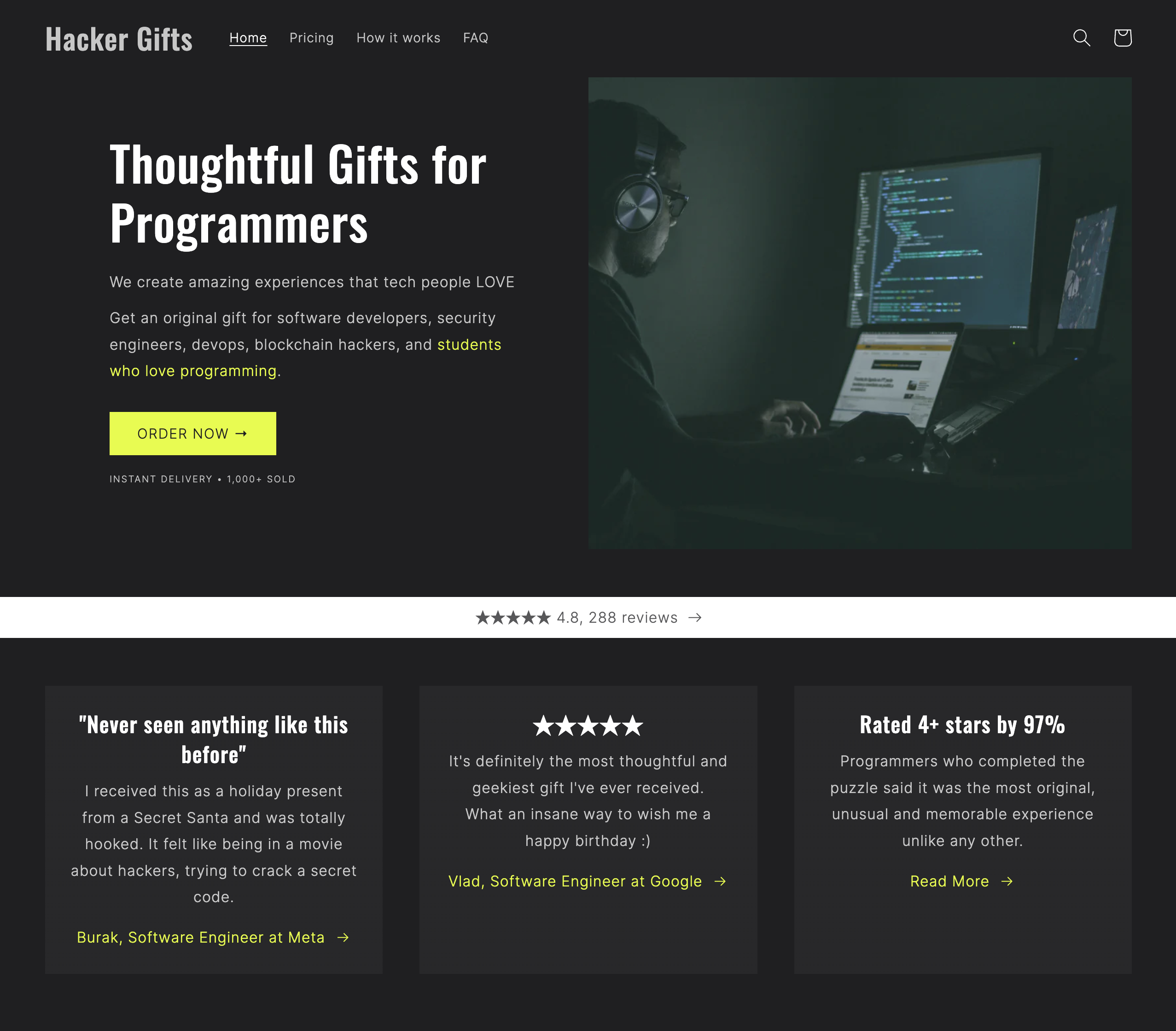 Improved hacker.gifts landing page